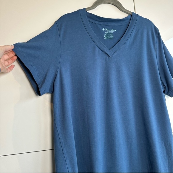 Fishers Finery T Shirt V Neck Relaxed Fit Blue Size X-Large Sleep Shirt Soft - Picture 2 of 4
